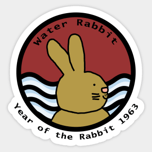 Cute Year of the Rabbit 1963 Water Sticker